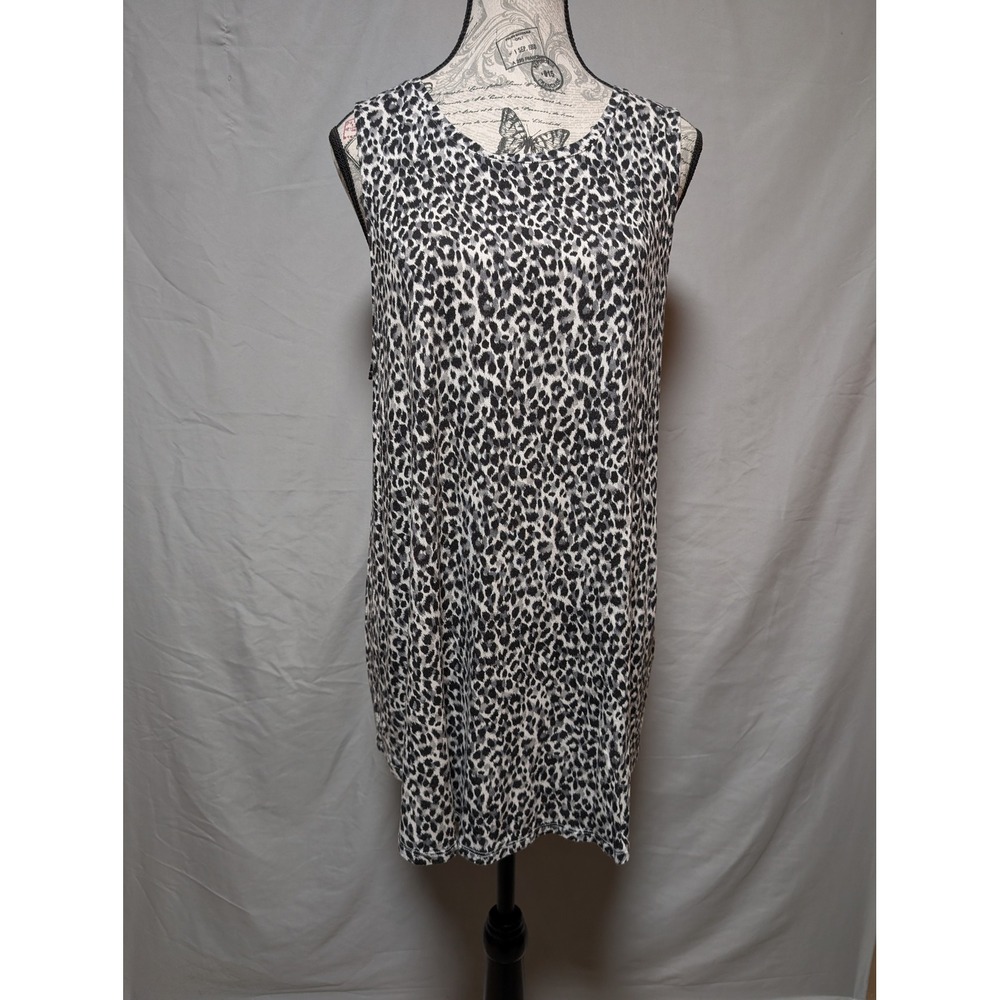 Old Navy Luxe Gray Black White Leopard Print Sleeveless Top Women's‎ XL
